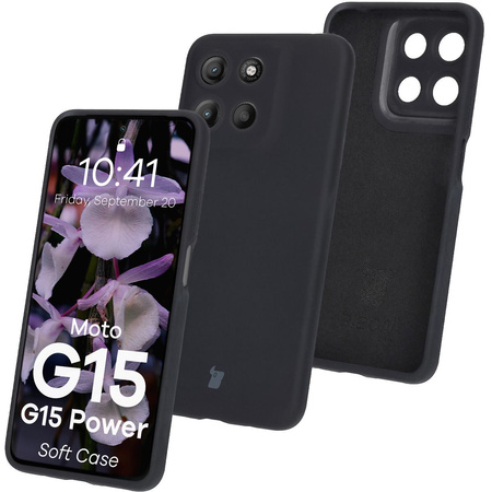 Silikonowe etui Bizon Soft Case do Motorola Moto G15 / G15 Power, czarne