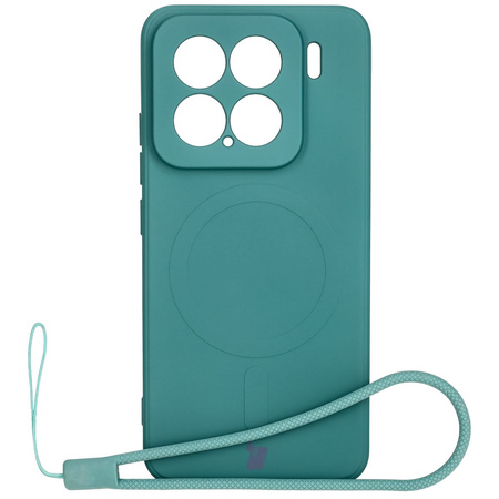 Silikonowe etui z pierścieniem magnetycznym Bizon Case Silicone Magnetic Sq do Xiaomi 15, ciemnozielone