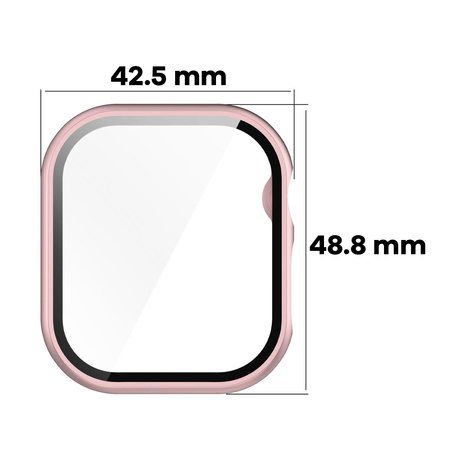 Etui ze szkłem do zegarka Bizon Case Watch Adamo do Apple Watch 11 / 10 (46mm), jasnoróżowe