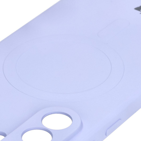 Silikonowe etui z pierścieniem magnetycznym Bizon Case Silicone Magnetic Sq do Galaxy A56 5G, jasnofioletowe
