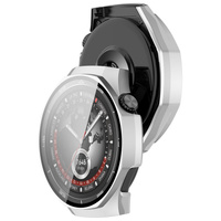 Etui ze szkłem do zegarka Bizon Case Watch Adamo do Huawei Watch GT 5 Pro 46 mm, srebrne satynowe