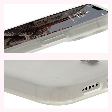 Etui z pierścieniem magnetycznym Bizon Case MatteO do iPhone 13 Pro, półprzezroczyste z przezroczystą ramką