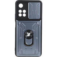 Etui Bizon Case Camshield Card Slot Ring do Xiaomi Redmi Note 11 Pro+ 5G, szare