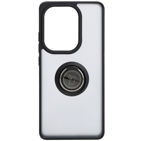 Etui z uchwytem na palec Bizon Case Hybrid Ring do Xiaomi Poco M6 Pro 4G / Xiaomi Redmi Note 13 Pro 4G, przydymione z czarną ramką