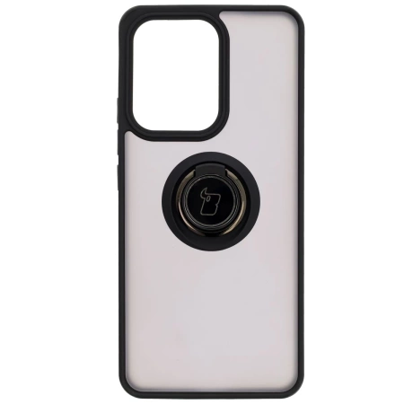 Etui z uchwytem na palec Bizon Case Hybrid Ring do Oppo Reno13 F / FS, przydymione z czarną ramką