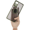 Etui z uchwytem na palec Bizon Case Hybrid Ring do Xiaomi Redmi Note 11 Pro / Pro 5G, przydymione z zieloną ramką