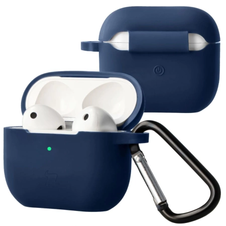 Silikonowe etui z karabińczykiem Bizon Case Headphone Silicone do AirPods 4, jasnozielone
