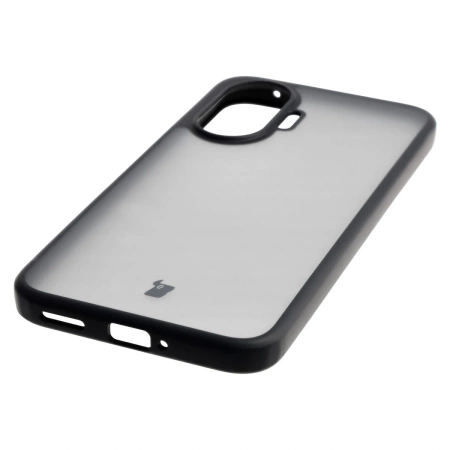 Etui Bizon Case Angelo do Xiaomi POCO F7, przydymione z czarną ramką