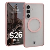 Etui z pierścieniem magnetycznym Bizon Case MatteO do Galaxy S26 Plus, przydymione-jasnoróżowe
