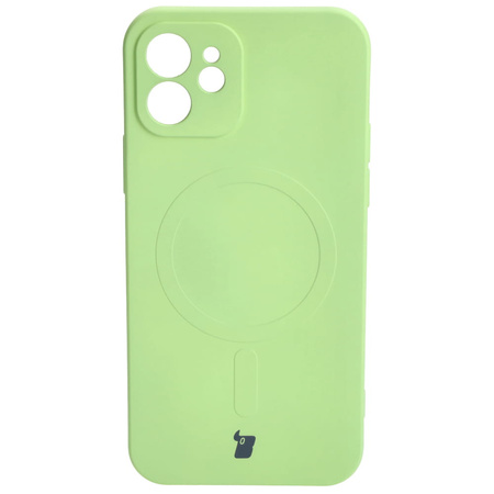 Etui silikonowe z pierścieniem magnetycznym Bizon Case Silicone Magnetic do iPhone 12, jasnozielone