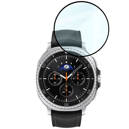 Szkło hybrydowe Bizon Glass Watch Edge Hybrid dla Galaxy Watch 8 Classic 46 mm, czarne