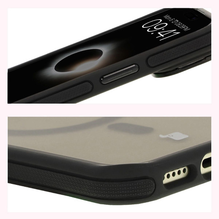 Etui z podstawką i pierścieniem magnetycznym Bizon Case Eclipse do iPhone 15, przydymione z czarną ramką