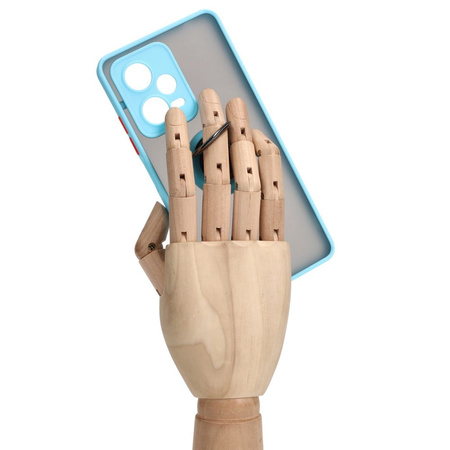 Etui z uchwytem na palec Bizon Case Hybrid Ring do Xiaomi Redmi Note 12 Pro+ 5G, przydymione z jasnoniebieską ramką