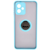 Etui z uchwytem na palec Bizon Case Hybrid Ring do Motorola Moto G14, przydymione z jasnoniebieską ramką