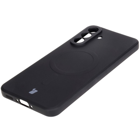 Silikonowe etui z pierścieniem magnetycznym Bizon Case Silicone Magnetic Sq do Galaxy A56 5G, czarne