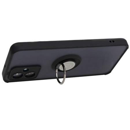 Etui z uchwytem na palec Bizon Case Hybrid Ring do Motorola Moto G54 5G, przydymione z czarną ramką
