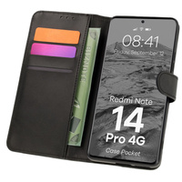 Etui z klapką Bizon Case Pocket do Xiaomi Redmi Note 14 Pro 4G, czarne