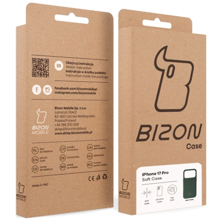 Silikonowe etui Bizon Soft Case do iPhone 17 Pro, ciemnozielone