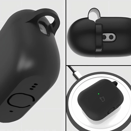 Silikonowe etui z karabińczykiem Bizon Case Headphone Silicone do AirPods Pro 3, czarne