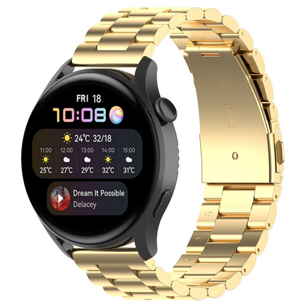 Pasek ze stali nierdzewnej do smartwatcha, Bizon Strap Watch Aura, Quick Release 18 mm, złoty