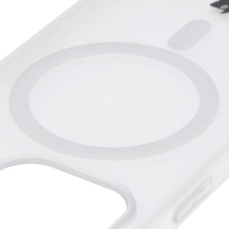 Etui z pierścieniem magnetycznym Bizon Case MatteO do iPhone 15 Pro, półprzezroczyste