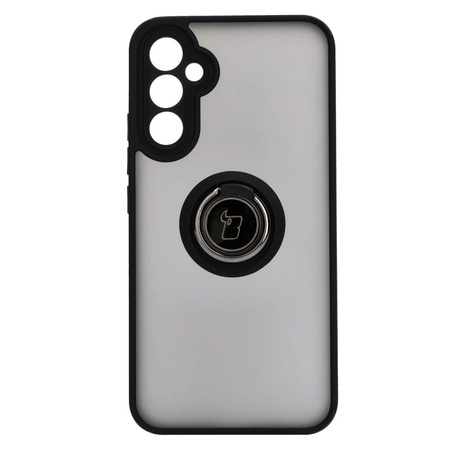 Etui z uchwytem na palec Bizon Case Hybrid Ring do Galaxy A34 5G, przydymione z czarną ramką