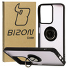 Etui z uchwytem na palec Bizon Case Hybrid Ring do Xiaomi Redmi 13C / Xiaomi Poco C65, przydymione z czarną ramką