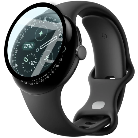 Szkło hybrydowe Bizon Glass Watch Edge Hybrid dla Google Pixel Watch 4 45 mm, czarne