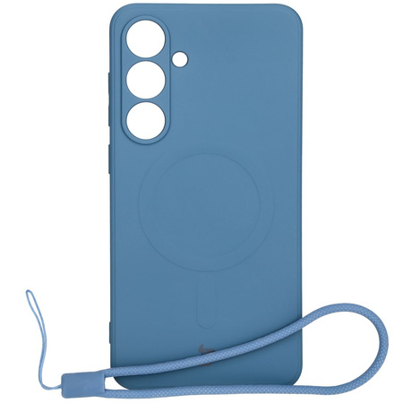 Silikonowe etui z pierścieniem magnetycznym Bizon Case Silicone Magnetic Sq do Galaxy S24 FE, granatowe