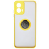 Etui z uchwytem na palec Bizon Case Hybrid Ring do Motorola Moto G34 5G, przydymione z żółtą ramką