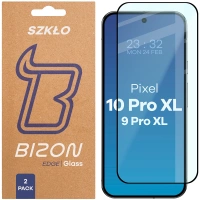 Szkło hartowane Bizon Glass Edge Duo do Google Pixel 10 Pro XL / 9 Pro XL, czarna ramka, 2 sztuki