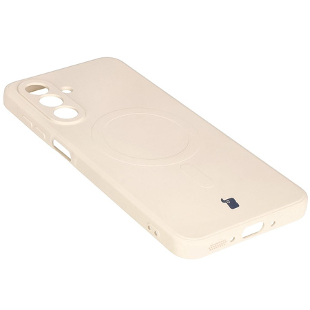 Silikonowe etui z pierścieniem magnetycznym Bizon Case Silicone Magnetic Sq do Galaxy A26 5G, beżowe