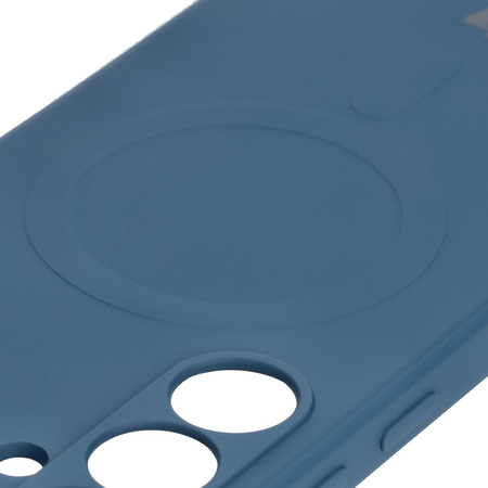 Silikonowe etui z pierścieniem magnetycznym Bizon Case Silicone Magnetic Sq do Galaxy S24 FE, granatowe
