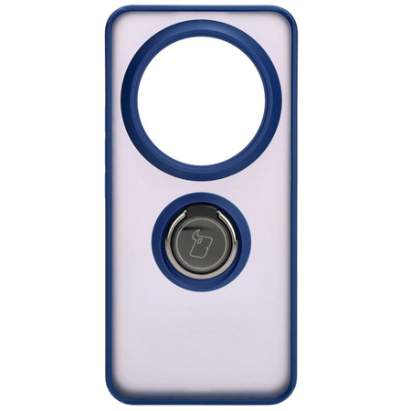 Etui z uchwytem na palec Bizon Case Hybrid Ring do Xiaomi 14 Ultra, przydymione z granatową ramką