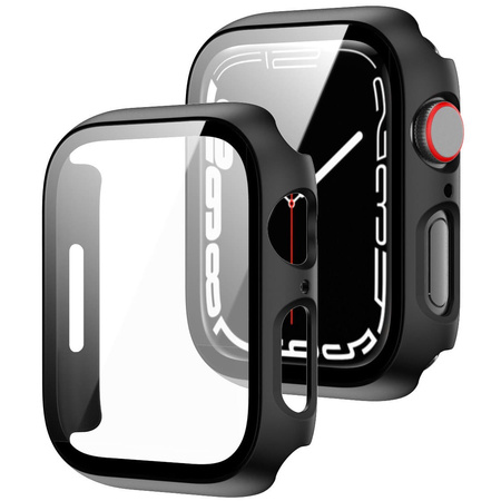 Etui ze szkłem Bizon Case, Case Watch Adamo Apple Watch 8/7 45mm, czarne