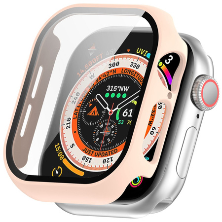 Etui ze szkłem do zegarka Bizon Case+Glass Watch do Apple Watch 11 / 10 (46mm), różowe