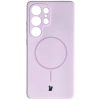 Silikonowe etui z pierścieniem magnetycznym Bizon Soft Case Magnetic do Galaxy S25 Ultra, jasnofioletowe