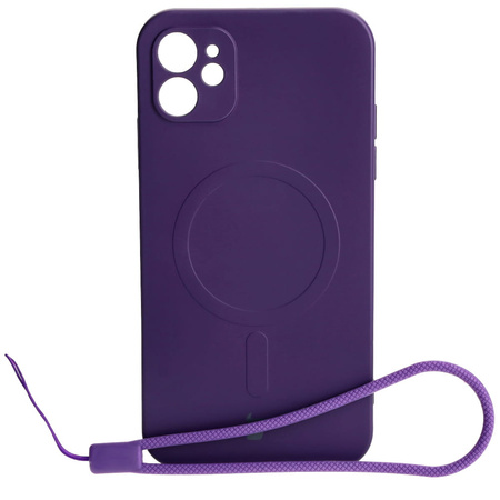 Etui silikonowe z pierścieniem magnetycznym Bizon Case Silicone Magnetic do iPhone 11, śliwkowe