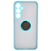 Etui z uchwytem na palec Bizon Case Hybrid Ring do Galaxy S23 FE, przydymione z jasnoniebieską ramką