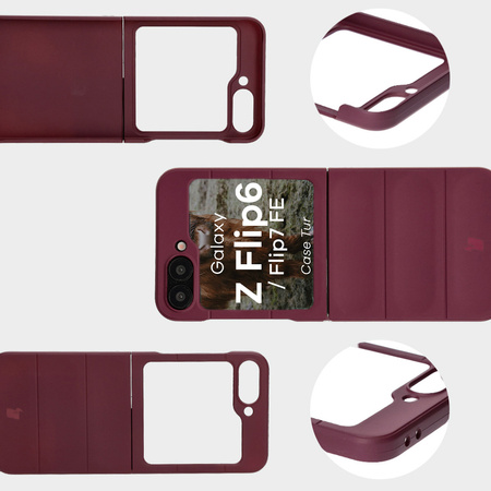 Pancerne etui Bizon Case Tur do Galaxy Z Flip7 FE / Z Flip6, burgundowe