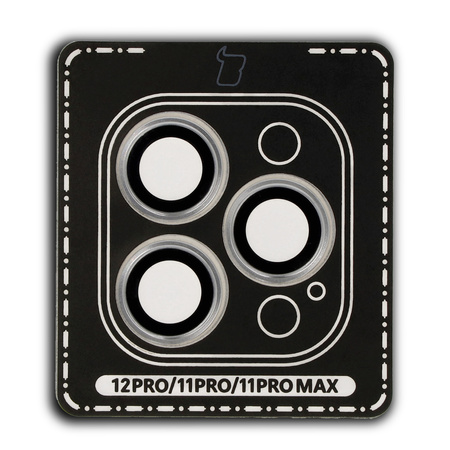 Szkło na aparat z aplikatorem Bizon Glass Snap Lens do iPhone 12 Pro/11Pro/11 Pro Max, 1 zestaw, srebrna ramka