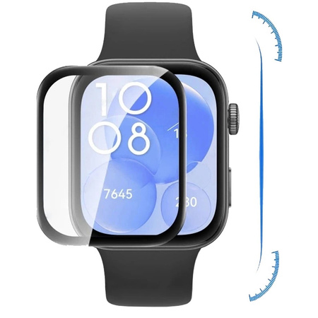 Szkło hybrydowe Bizon Glass Watch Edge Hybrid dla Huawei Watch Fit 3, czarne