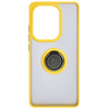 Etui z uchwytem na palec Bizon Case Hybrid Ring do Xiaomi Poco M6 Pro 4G / Xiaomi Redmi Note 13 Pro 4G, przydymione z żółtą ramką