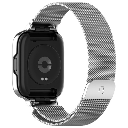 Etui z paskiem Bizon Strap + Case Watch Chain do Xiaomi Redmi Watch 3 Active, srebrne