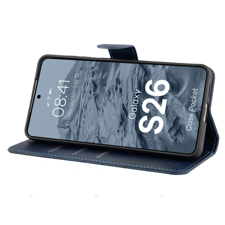 Etui z klapką Bizon Case Pocket do Galaxy S26, granatowe