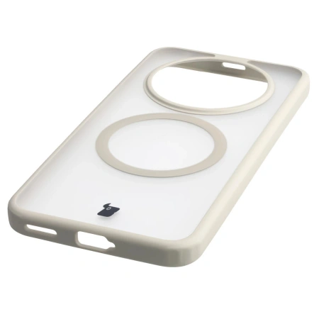 Etui z pierścieniem magnetycznym Bizon Case MatteO do Honor Magic8 Lite, przydymione-beżowe