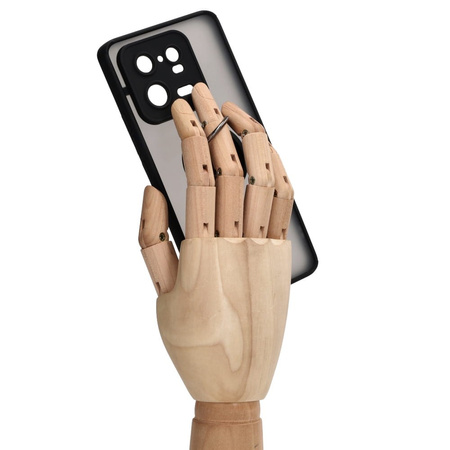 Etui z uchwytem na palec Bizon Case Hybrid Ring do Xiaomi 13 Pro, przydymione z czarną ramką