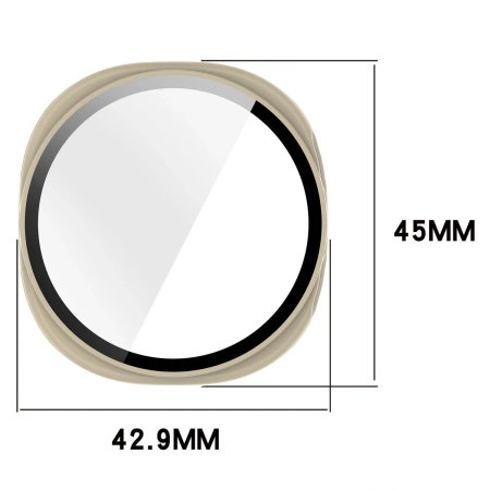 Etui ze szkłem do zegarka Bizon Case Watch Adamo do Samsung Galaxy Watch 8 40 mm, beżowe