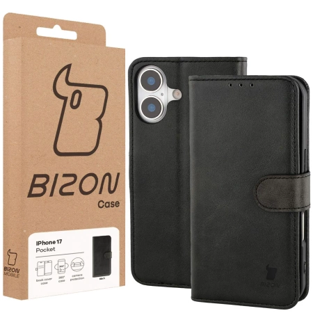 Etui z klapką Bizon Case Pocket do iPhone 17, czarne