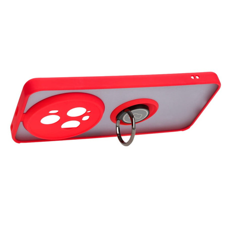 Etui z uchwytem na palec Bizon Case Hybrid Ring do Honor Magic5 Pro, przydymione z czerwoną ramką